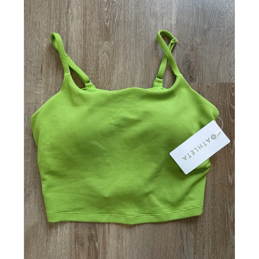 Athleta Scoop Crop Tankini Top Lime Green Sz Large D-DD NWT